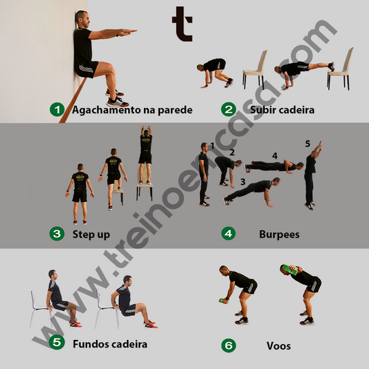 Treino F24083 Circuito 6 exercícios 1 minuto