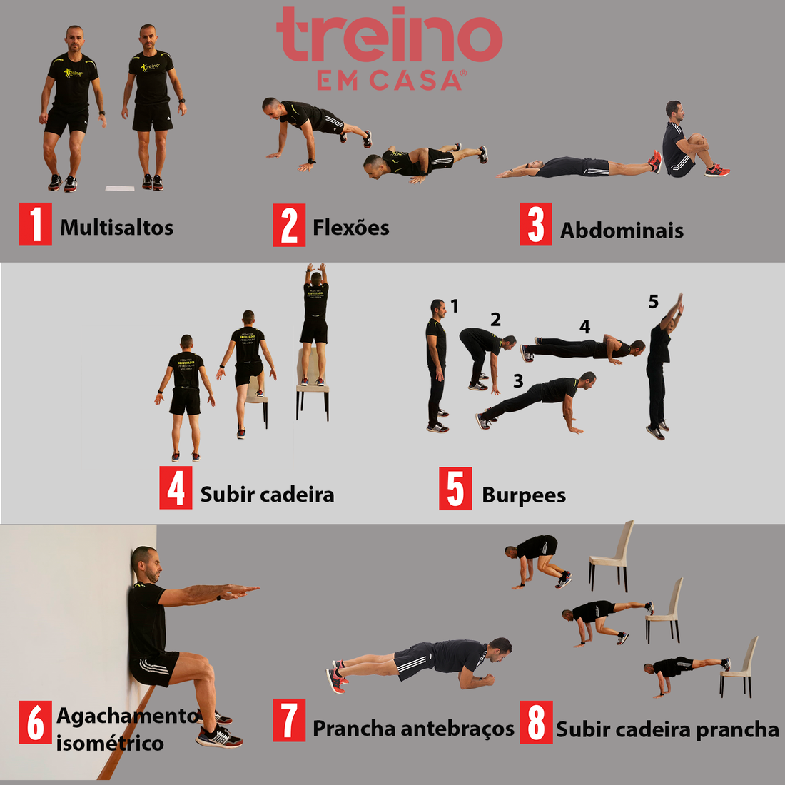 Treino do dia F25008 Funcional 8 exercícios