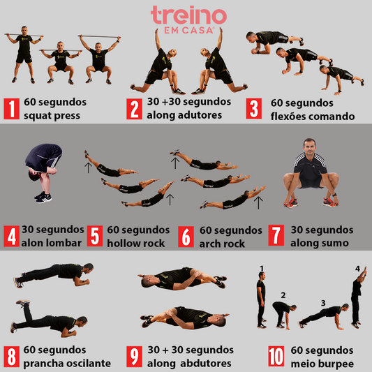 Treino do dia F25048 Funcional 10 exercícios