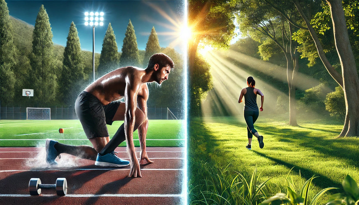 Composição ilustrada de corrida e treino intervalado